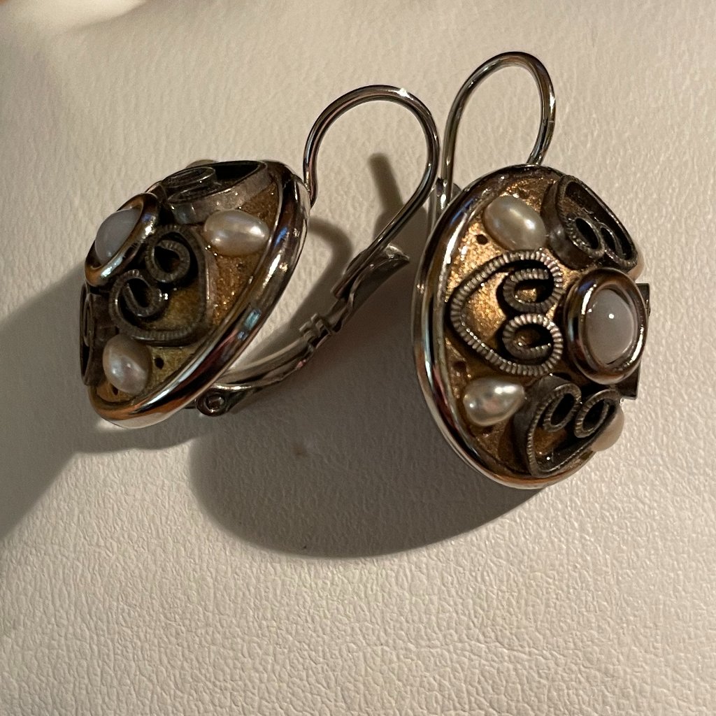 Michal Golan Vintage Pearl And Two-Toned Metal